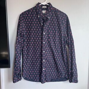 J. Crew Slim Fit Button Down Shirt Blue Tiny Floral Print M
